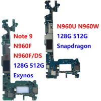 Good Motherboard For Samsung Galaxy Note 9 N960F/DS N960F N960U N9600 N960W Unlocked knox 0*0 MainBoard 128GB 512GB Board