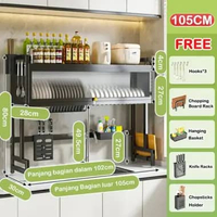 SKY - Penyimpanan Dapur Rak / Pengering Piring Rak / Rak Piring Wastafel Stainless Steel Rak / Cuci 