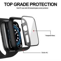 Glass+Cover For Apple Watch case 44mm 40mm 45mm 41mm 42mm 38mm iWatch 8 3 7 SE Screen Protector Apple watch series 9 Accessories
