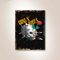 GNR Guns N Roses Skull Poster Kayu Pajangan Dekorasi Dinding Rumah