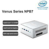 NPB7 Mini PC Intel Core i7 13700H Intel 13th Gen Mini PC Windows 11 Pro DDR5 32GB 512GB SSD USB4 Gaming Mini Desktop Computer