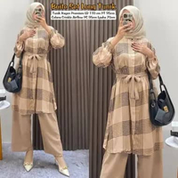 Namira One Set Wanita Kekinian Tunik Rayon Premium Baju Setelan Celana Kulot Korean Style LD 110 cm 