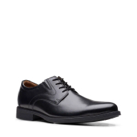 【Clarks】寬楦設計素面德比鞋(黑色)-UK 7.5