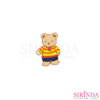 ตัวรีดการ์ตูนหมีเสื้อริ้ว ตัวรีดติดเสื้อ อาร์มปักตกแต่ง DIY EMBROIDERY PATCH (00080440)