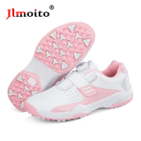 Women Leather Golf Shoes Quick lacing Non-slip Spikeless Golf Sneakers Golf Training Sneakers Spin B