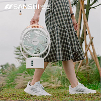 【SANSUI 山水】9吋美型移動智慧驅蚊循環充電式風扇 靜音 省電 循環扇 電風扇 露營 SDF-0915 (純淨白)