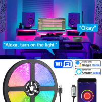Smart Wifi LED Light Strip RGB 5050 Led Tape for Home Party Decor, TV backlight, Compatiable with Alexa Google Home