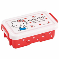 小禮堂 Hello Kitty 方形微波便當盒 雙扣便當盒 塑膠便當盒 保鮮盒 340ml (紅 愛心)