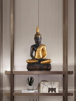 異麗東南亞裝飾品木雕釋迦牟尼佛像擺件客廳桌面禪意實木家居擺設