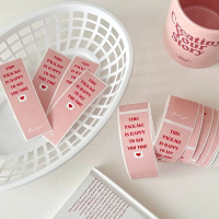 OfficeTik39 2024 100pcs / roll Label pengedap 3 * 9cm (1.18 * 3.54in) Pink Terima kasih pelekat pele