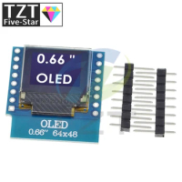 TZT 0.66 inch OLED Display Module for WEMOS D1 MINI ESP32 Module Arduino AVR STM32 64x48 0.66" LCD Screen IIC I2C OLED