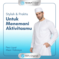 Octane Up Peci Lipat Habasya Mesir Premium Octane Up Muslim Kopiah Dewasa Songkok Putih Hitam Pendek