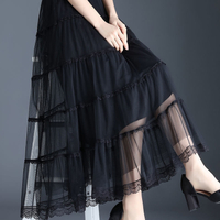 ♢Chân Váy Màu Trơn Hàn Quốc Chân Váy Xếp Ly Chữ A Dài Đến Đầu Gối Cho Nữ Chân Váy Lưới Thoáng Khí Thời Trang3/17