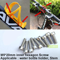 10pcs Bike Bicycles Water Bottle Cage Bolts M5*20mm Stainless Steel Threaded Screws for Stem/Bottle Holder Bracket Rack Cycling