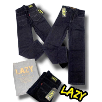 กางเกงยีนส์ LAZY ผ้าดิบ 15oz เอวสูง กระบอกใหญ่ ของแท้ % ไซส์ 24-42