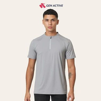 Kaos Olahraga Pria Dry Fit Zip Ventilation L Gray