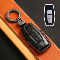 Leather Car Smart Remote Key Case Fob Cover Shell for Mitsubishi Outlander 2023 2/3 Buttons Key Holder Accessories