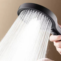 New Shower Head 3 Modes Press Change Settings High Pressure Black Showers Massage Spa Handheld Showerhead Bathroom Accessories