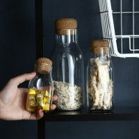 北歐網紅水杯ins玻璃杯透明家用創意帶木塞儲物玻璃瓶無鉛牛奶瓶