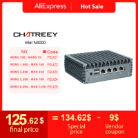 Chatreey 2.5G pfSense Firewall intel Pentium N4000 4*Intel i225 Nics Soft Router DDR4 Fanless Mini PC OPNsense VPN Server