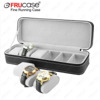 FRUCASE Black Watch Box 6 Grids PU Leather Watch Case Watch Storage Box for Quartz Watcches Jewelry Boxes Display Best Gift