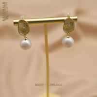M029-Bông tai ngọc trai  thiên nhiên hạt 10mm Naturals Collection thiết kế đơn giản, tinh tế - Handm