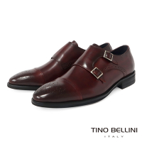 TINO BELLINI 男款 復刻擦色雕花雙釦孟克紳士鞋