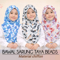 Tudung Bawal Taya Beads Printed Floral Bunga Anak Kanak-kanak Saiz M S Budak Bidang 38, 40 Flora mai