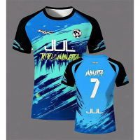 เสื้อยืดฟุตบอล 3D รุ่น JUL สำหรับผู้ชาย ฤดูร้อน เล่นกีฬากลางแจ้ง แห้งเร็ว คอกลม ทรงหลวม
