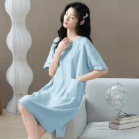 Cotton Nightgown Fashion Pajama Dress Night Slip Nightdress Female Night Gowns For Women Simplicity Underwear Sexy Sleepwear