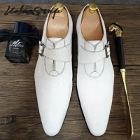 LUXURY MEN MONK STRAP SHOES WHITE BLACK SNAKE PRINT LOAFERS CASUAL MENS DRESS SHOES WEDDING OFFICE LEATHER SHOES FOR MEN