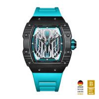 BONEST GATTI Men Automatic Watch Luxury Tonneau Mechanical Wristwatch Carbon Fiber Bezel Titanium Alloy Case Sapphire Luminous