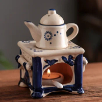 Retro Candle Essential Oils Burner Tea Stove Creative Ceramics Teapot Aromatherapy Oil Lamp Fragrance Burners for Home Decor