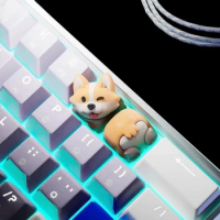 ECHOME Artisan Keycaps Custom Cute Corgi Dog Key Caps for Mechanical Keyboard Resin Keyboard Cap Decoration Gifts Puppy Keycap