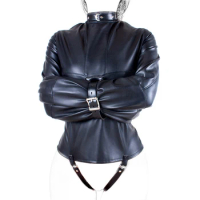 Black Asylum Straight Jacket Costume S/M L/XL BODY HARNESS Restraint Armbinder