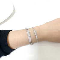 【SPARKMO】歐美時尚晶鑽鋯石銀色鏈條手鍊 高質感手鍊
