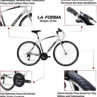 La Forma Lightweight Comfortable Hybrid Bikes, Fitness Commuter Bike, Black, White