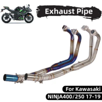 REALZION Motorcycle Muffler Exhaust Full System Header Pipe Link For KAWASAKI NINJA400 NINJA250 NINJA 400 250 2017 2018 2019