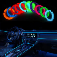 1M/2M/3M/5M Neon Cold Ambient Strip Light Interior EL Wire Flexible Tube Rope LED Lamp For Car Auto Accessories