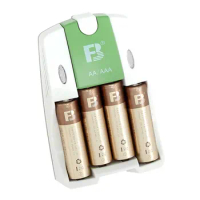 Rechargeable AA Battery Kit FB-18 | rechargeable Nickel–metal hydride AA battery 2600mA * 4 +four slot Recharger