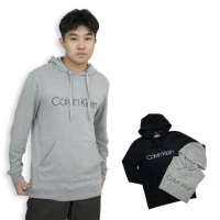 【Calvin Klein 凱文克萊】灰色 無刷毛 Calvin Klein 帽T 長袖 素T CK 薄帽T 上衣(帽T9244AD5)