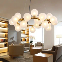 Magic bean led pendant chandelier living dining room shop modern led striplight glass pendant lamp fixtures