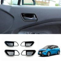 For Nissan Note E13 2021 2022 ABS Black Inner Door handle Bowl Cover Trim Interior Decoration Mouldings Accessories