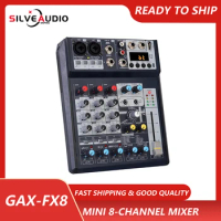 GAX-FX8 Mini 8-channel mixer with built-in 16 kinds of 24BIT DSP digital audio effects for computer live streaming