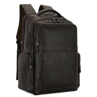 Men's Genuine Leather Business Backpack 15.6-inch Laptop Backpack Waterproof Travel Backpack Student Backpack Top layer cowhide