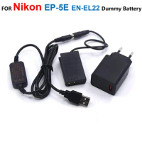 EP-5E EP5E DC Coupler EN-EL22 ENEL22 Dummy Battery+Power Bank Adapter USB Cable EH-5+QC3.0 USB Charger For Nikon 1 J4 S2 1J4 1S2