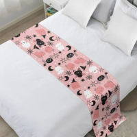 Halloween Pink Cartoon Ghost Bed Runner Luxury Hotel Bed Tail Scarf Decorative Cloth Home Bed Flag Table Runner