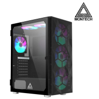 【YAMA】MONTECH X3 MESH 黑 電腦機殼(預裝6顆RGB固定光風扇)