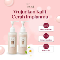 Isoke Brightening Shower Gel with beads 190ml 2pcs Hyaluronic Soap Extract Membersihkan Perawatan Tu