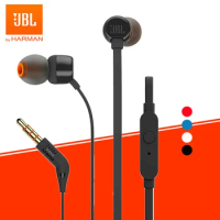 JBL T110 3.5mm Wired Earphones TUNE110 Stereo Earbuds Bass Headset Sports Earphones in-line Control Handsfree with Stereo Mic